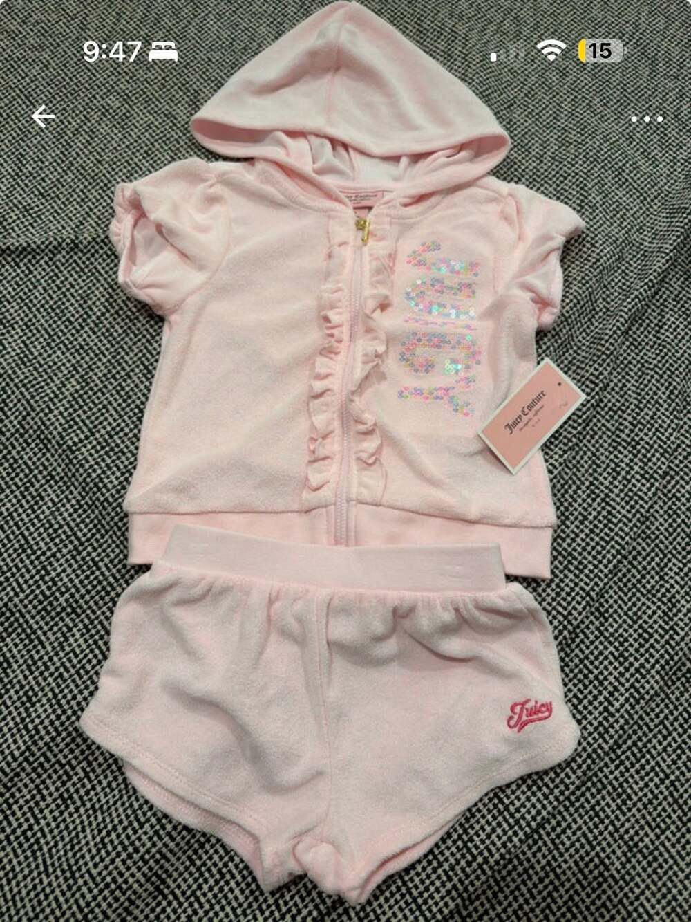 Juicy Couture Girls Velour Short Set Pink
